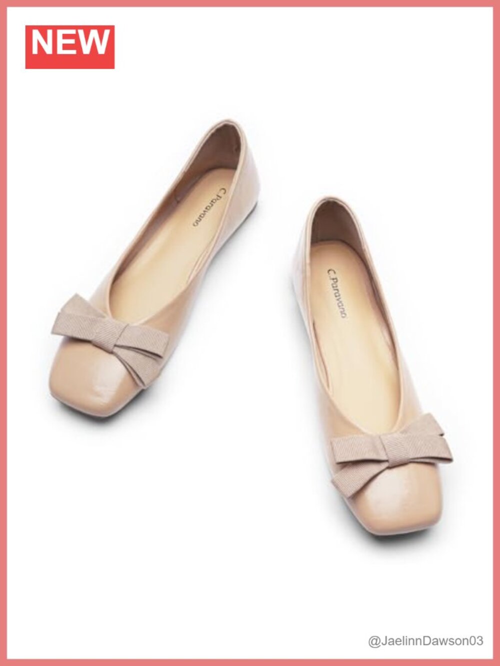 C. Paravano Women Ballet Flats Square Toe Dress Shoes Memory Foam Cushioning